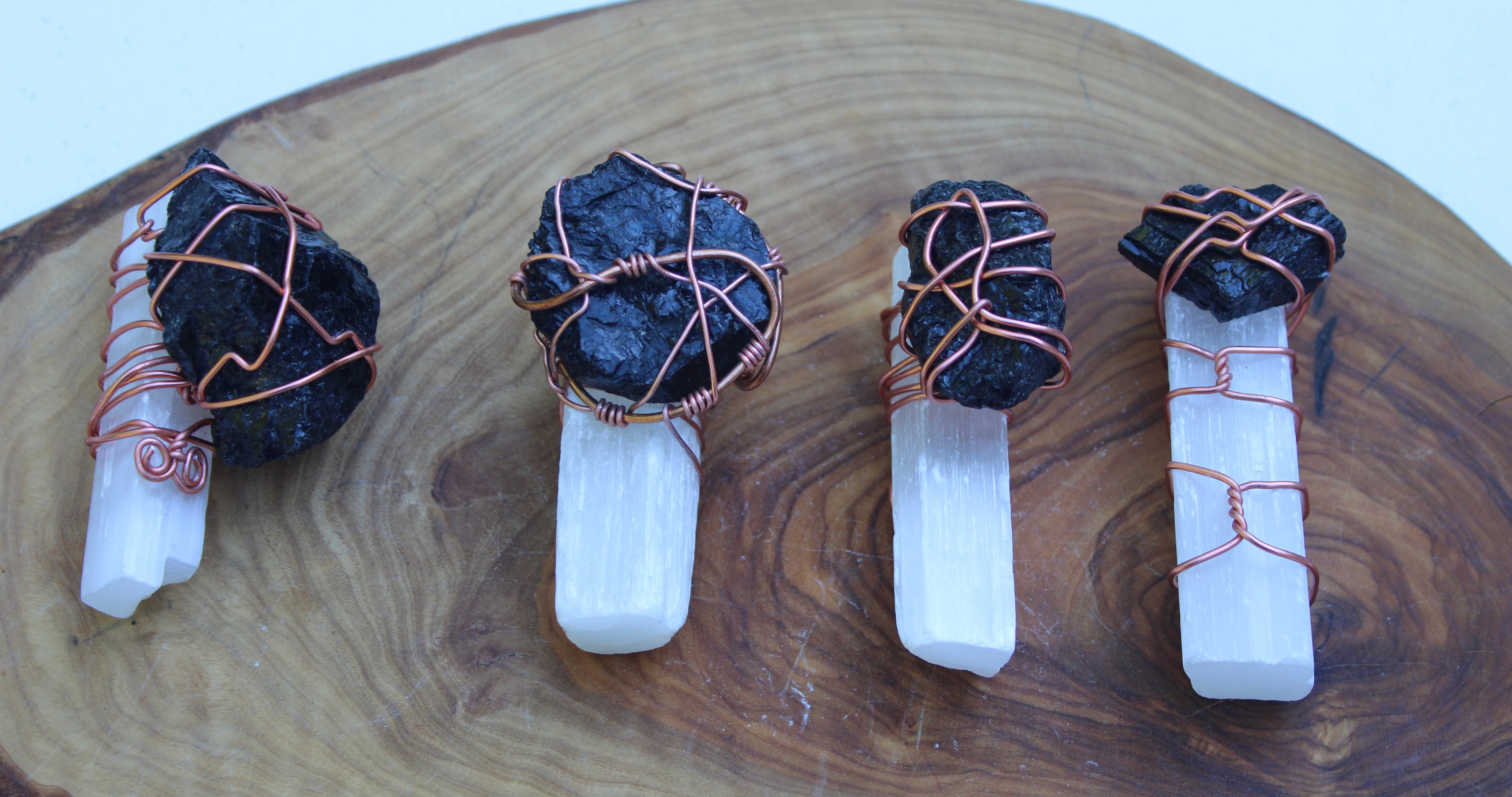 Wrapped Black Tourmaline x Selenite