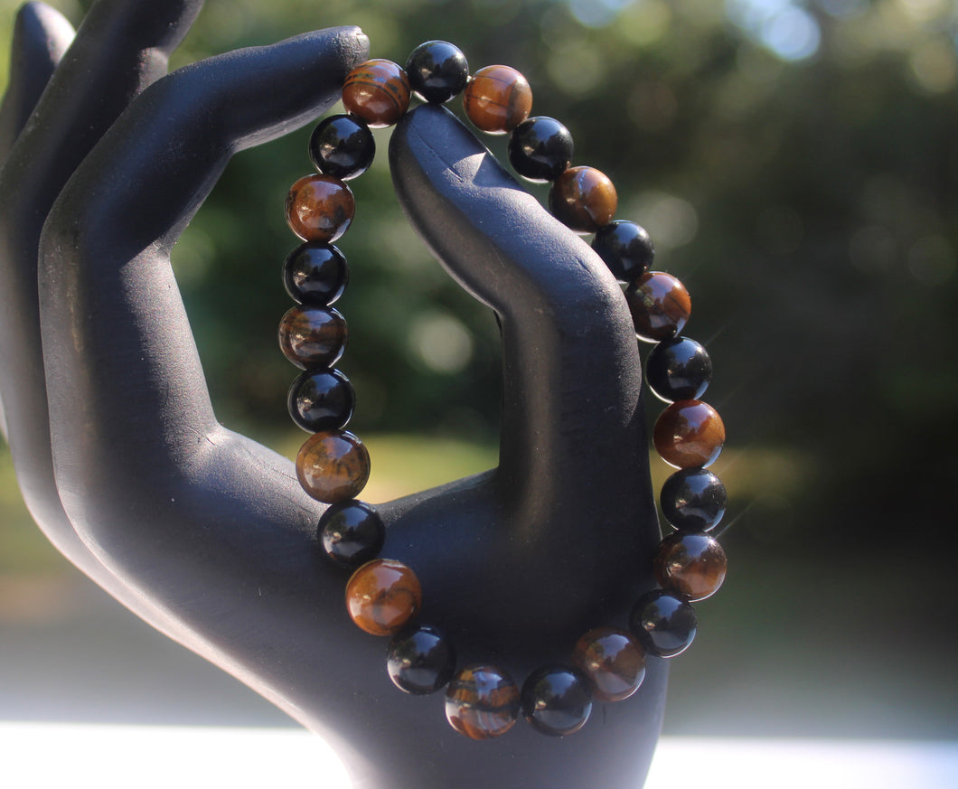 Tigers Eye x Black Tourmaline Bracelet