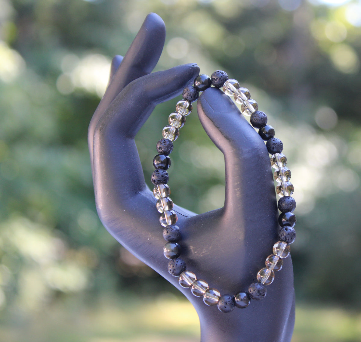 Smokey Quartz x Black Obsidian Bracelet