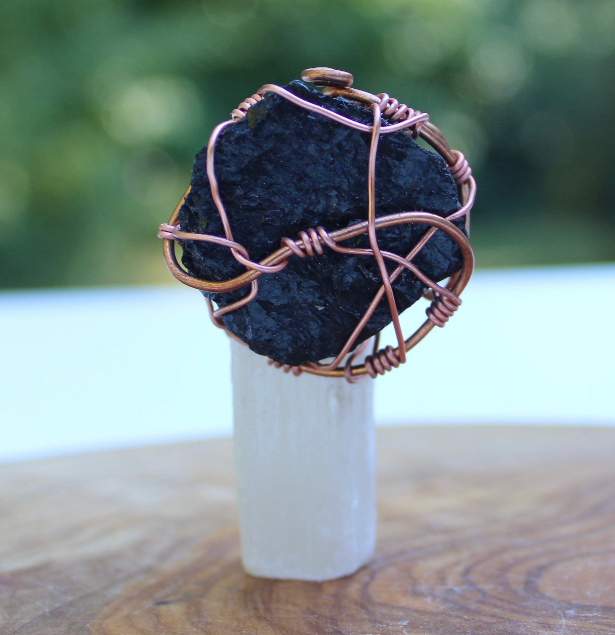Wrapped Black Tourmaline x Selenite