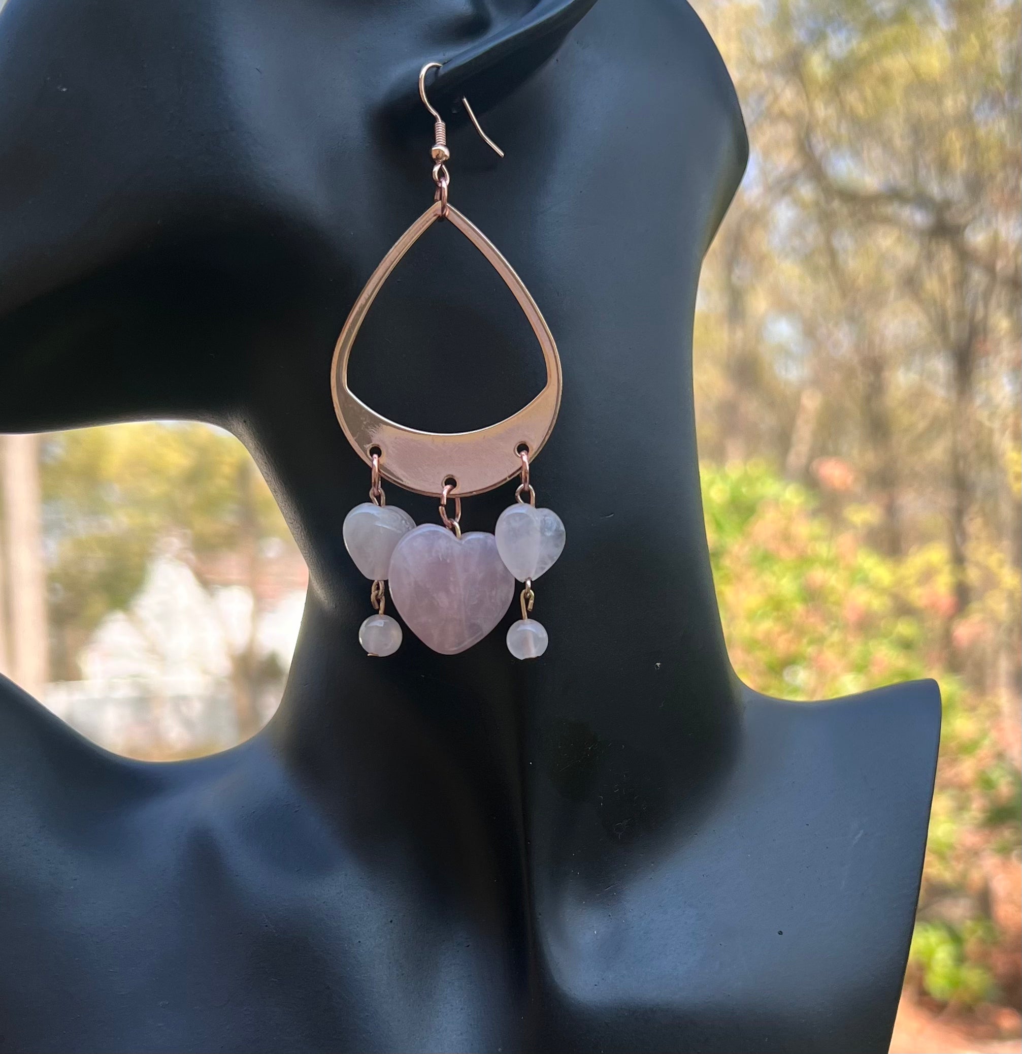 Rose Quartz Heart Earrings