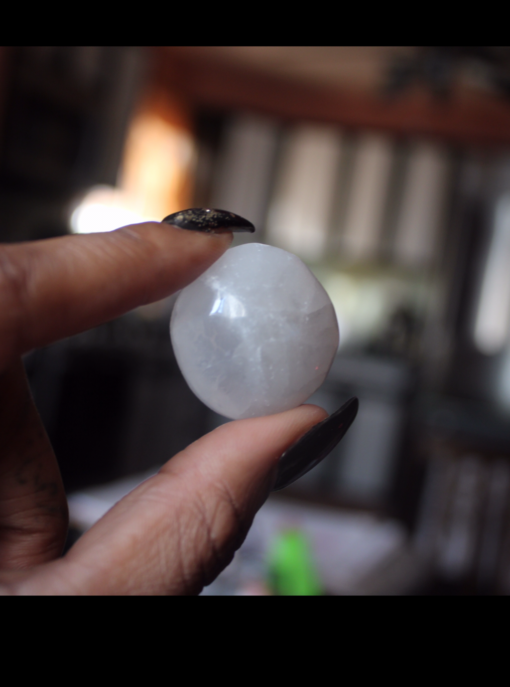 Selenite Palm Stone