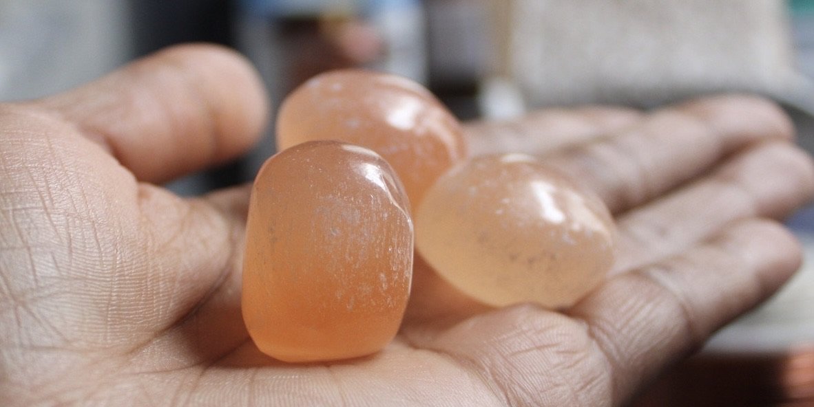 Orange Selenite Palm Stone
